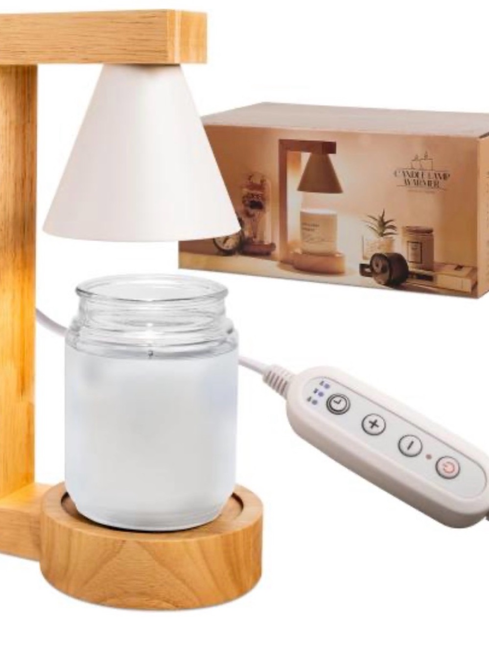 Wood & White Electric Wax Warmer Lamp